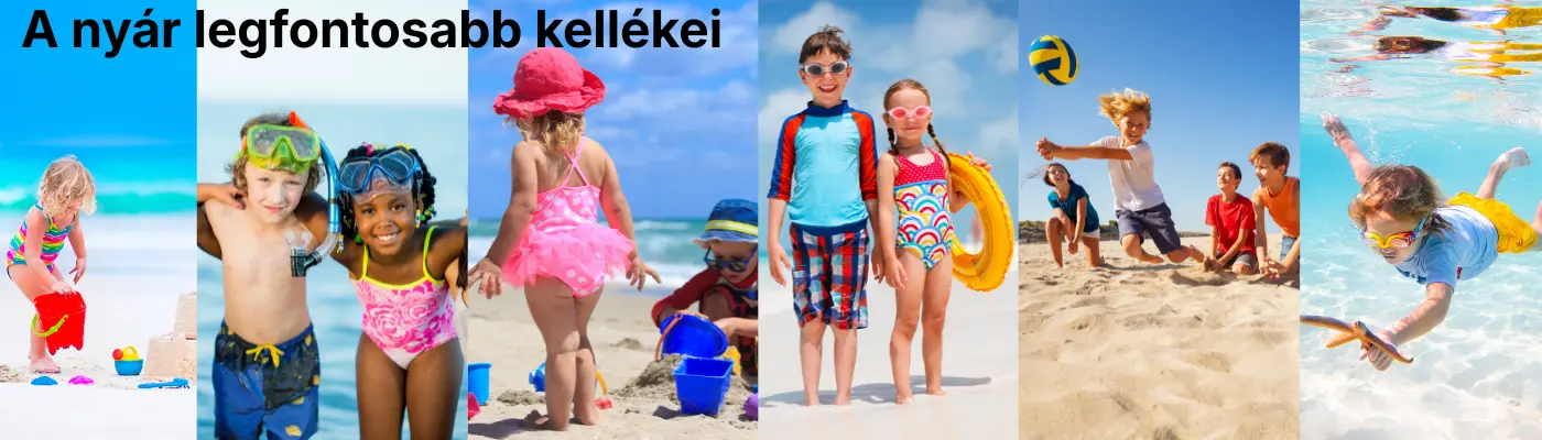 A nyár legfontosabb kellékei a strandjátékok. Medencék, matracok, úszógumik, felfújható játékok vízipisztolyok sokasága vár ebben a kategóriában 