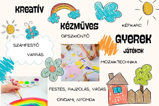 Számfestés, rjzolás, origami, nyomda, mozaiktechnika, gipszkiöntő, képkarc