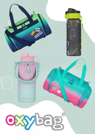 Oxybag márkájú kulacsok, iskolatáskák, sporttásták, tolltartók, tornazsákok