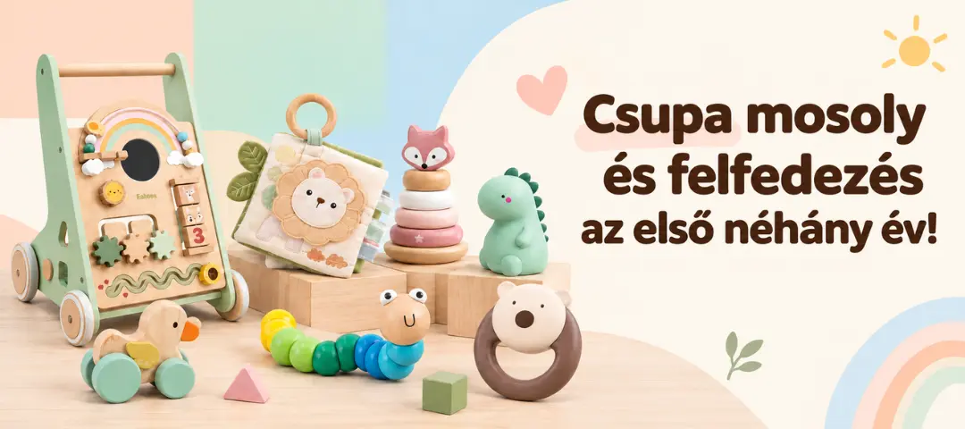 Bébijátékok fajátékok, fejlesztők, rágókák, toronyépítők, járássegítők...