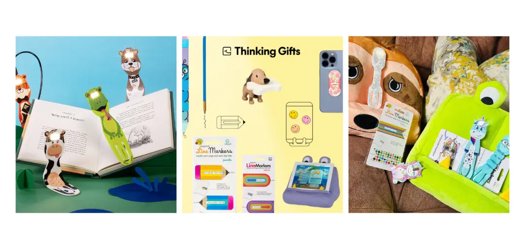 Thinking Gifts könyvjelzők, könyvjelző olvasólámpák, könyvjelző toll, mágneses sorjelölő,laptámasz, flexistand mobiltartó, könyvkanapé