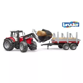   Bruder Massey Ferguson 7480 Homlokrakodóval és rönkszállitóval (02046)