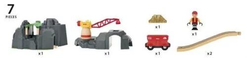 BRIO World Daru és szikla alagút kiegészítő (33889) – Interaktív hegyi vasútállomás