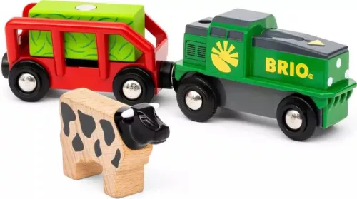 BRIO World Elemes farmvonat és tehén játékszett (36018) – Mozgó fa vonat kiegészítő