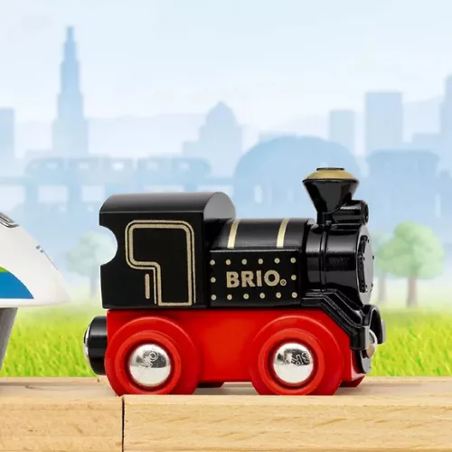 BRIO World Mini fekete retro gőzmozdony (36034) – Mágneses játékvonat