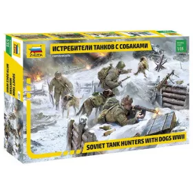   Zvezda Soviet Tank Hunters withDogs WWII (3611) makett figura