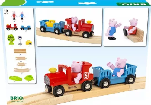 BRIO World Peppa malac vasúti kezdőkészlet (36123) – Első fa vonatpályám figurákkal