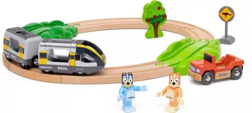 BRIO World Bluey vasúti kezdőkészlet (36144) – Első fa vonatpályám figurákkal