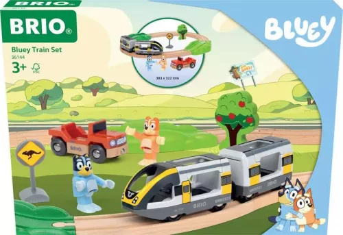 BRIO World Bluey vasúti kezdőkészlet (36144) – Első fa vonatpályám figurákkal