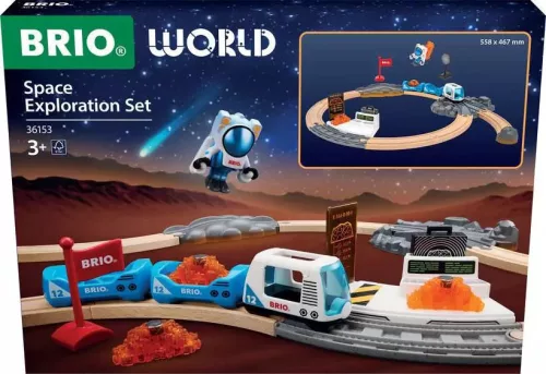 BRIO World Űrkutatási vasúti készlet rakétával (36153) – Komplett fa vonatpálya és űrbázis