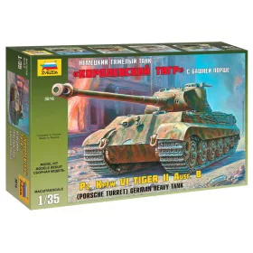   Zvezda Kingtiger Porsche Heavy German Tank WW II 1:35 makett harcjármű (3616)