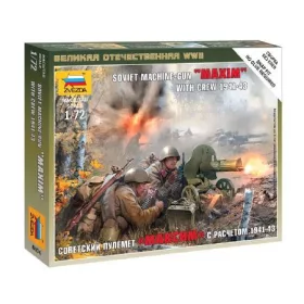   Zvezda Soviet Machine-Gun Maxim with Crew /1941-1943/  1:72 makett harcjármű (6104)