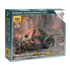   Zvezda German Anti-Tank Gun PAK-36 with Crew  makett figura 1:72 (6114)