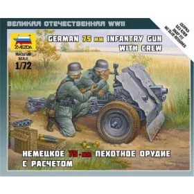 Zvezda German 75-mm Infantry Gun  makett figura 1:72 (6156)