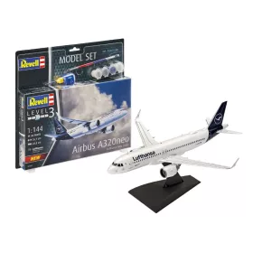   Revell Airbus A320 Neo Lufthansa 1:144 makett készlet festékkel, ragasztóval (63942)