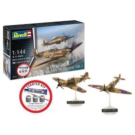   Revell - Starter Kit Spitfire Mk.Ia  Hurricane Mk.I 1:144 (73771) makett repülő