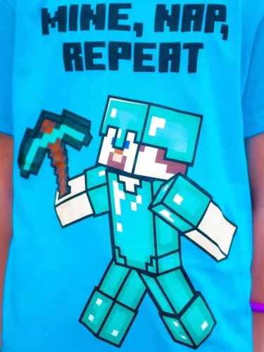 Minecraft Mine Nap Repeat gyerek rövid pizsama 8 év / 128 cm