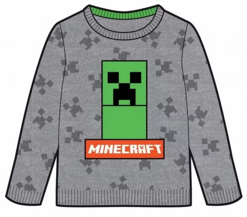 Minecraft Grey gyerek kötött pulóver 10 év / 140 cm