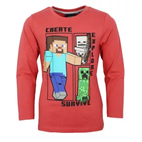   Minecraft Create Red gyerek hosszú ujjú póló, felső 10 év / 140 cm