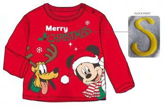Disney Mickey Pluto Red Karácsonyi baba póló, felső 6 hó