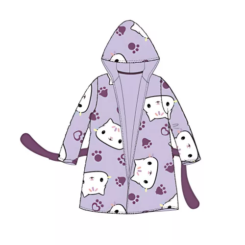 Gabi babaháza Cat Purple gyerek köntös 8 év / 128 cm