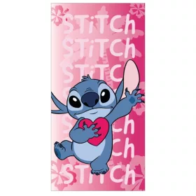   Disney Lilo és Stitch, A csillagkutya Pink Heart fürdőlepedő, strand törölköző 70x140cm (Fast Dry)