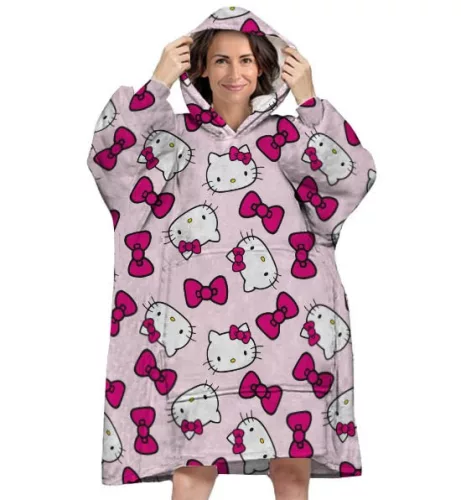 Hello Kitty Bow felnőtt belebújós plüss polár takaró, poncsó