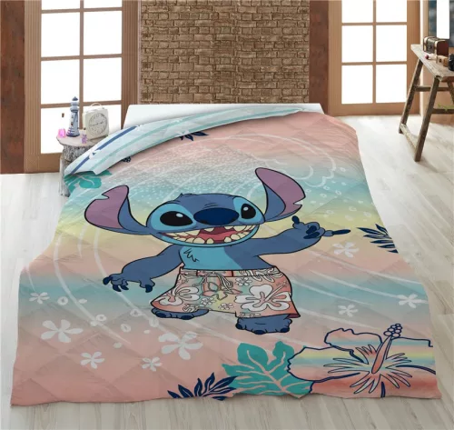 Disney Lilo és Stitch, A csillagkutya Hawaiian Dream steppelt ágytakaró, paplan 140x200cm