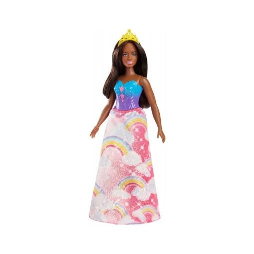 Barbie Dreamtopia - Barna hercegnő baba szivárványos ruhában