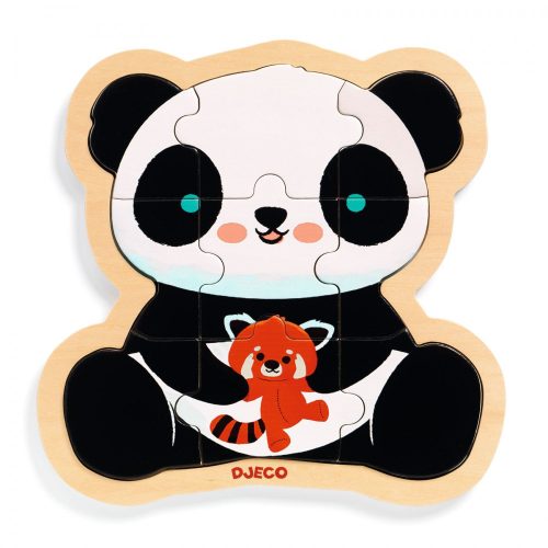 Djeco 1821 Fa puzzle - Panda, 9 db-os - Puzzlo Panda
