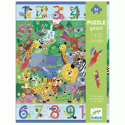 Djeco 7148 Megfigyeltető puzzle - Dzsungelben 1-10-ig, 54 db-os - 1 to 10 Jungle
