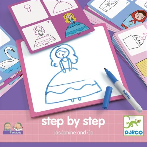 Djeco 8320 Step by step Joséphine and Co  - Rajzoktatás lépésről lépésre