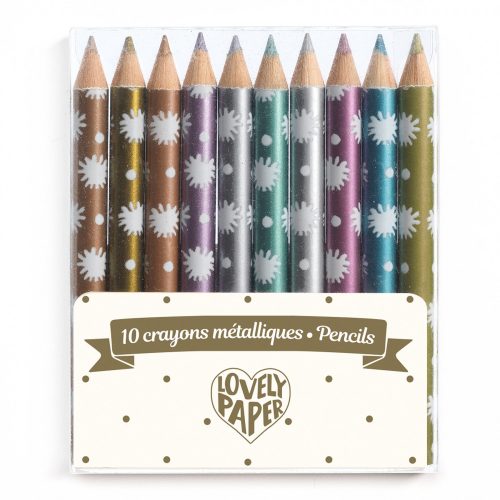 Djeco DD03730 Mini metálszínű ceruza, 10 szín - 10 Chichi mini metalic pencils