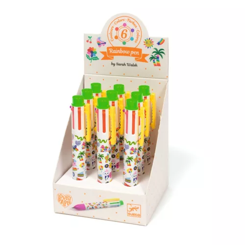 Djeco DD03746 Hatszínű golyóstoll - Fluoreszkáló színek - Rainbow pen Sarah