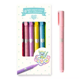   Kontúrozó filctoll - Ezüst, 6 db-os - 6 silver outline pens
