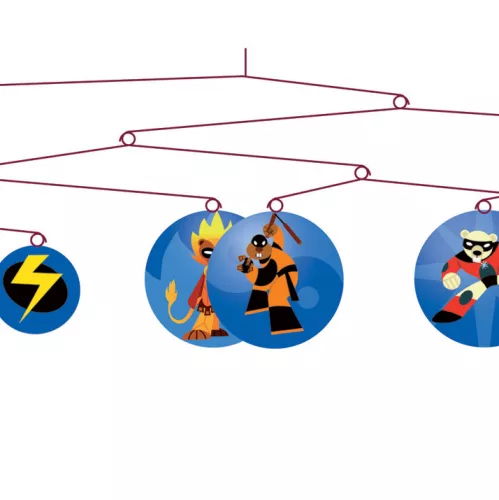 Djeco DD04306 Szélmobil függődísz - Szuperhős - The super heroes