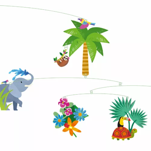 Djeco DD04316 Szélmobil függődísz - A dzsungel világa - The jungle world