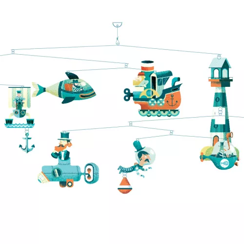 Djeco DD04326 Szélmobil függődísz - Tengeri hajók - Marine ships (FSC)