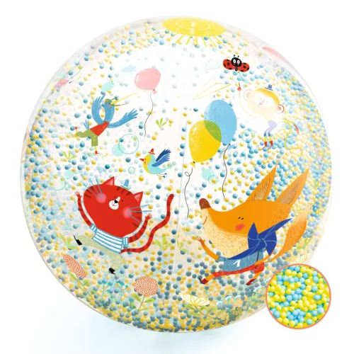 Djeco 0175 Felfújható labda, Ø 35 cm - Csörgő-zörgő labda - Bubbles ball