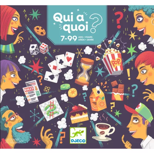 Djeco DJ00829 Társasjáték - KiHolMit? - Qui-à-quoi ?