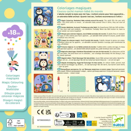 Vízzel színező készlet - Kukucs! Állatbébik a világ tájairól - Peekaboo! Baby animals around the world