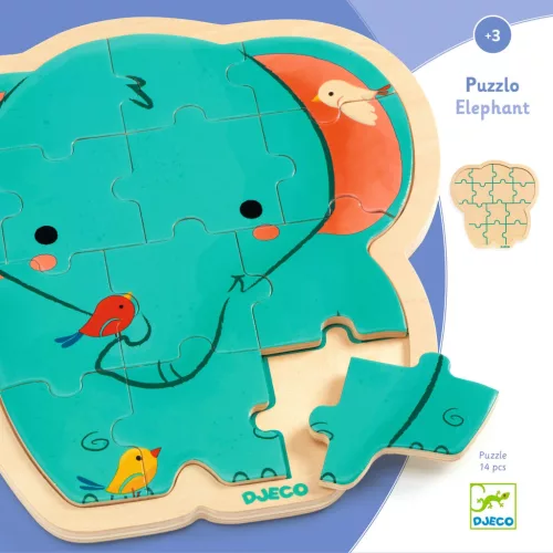 Djeco 1823 Fa puzzle - Elefánt, 14 db-os - Puzzlo Elephant