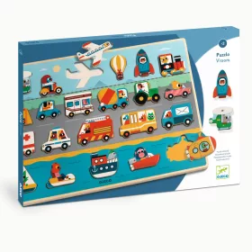   Djeco 1831 Formaillesztő, formaberakó - Járműpark - Puzzlo Vroom - FSC 100%