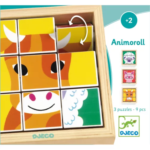 Djeco 1955 Kockakirakó - Állatkipörgető - Animoroll