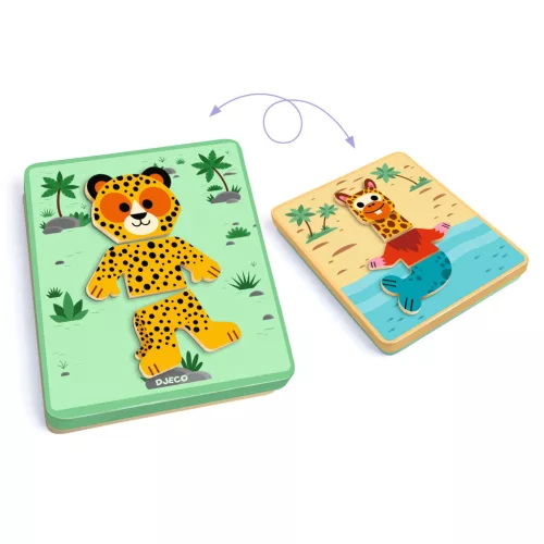 Mágneses képkirakó - Variációk 8 állatra - Inzebox Mix'n'match