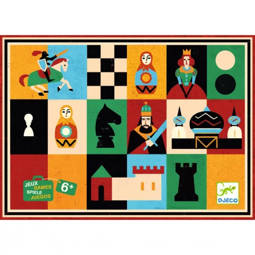 Djeco 5225 Társasjáték klasszikus - Sakk, Kínai sakk és Dáma - Chess+Checkers