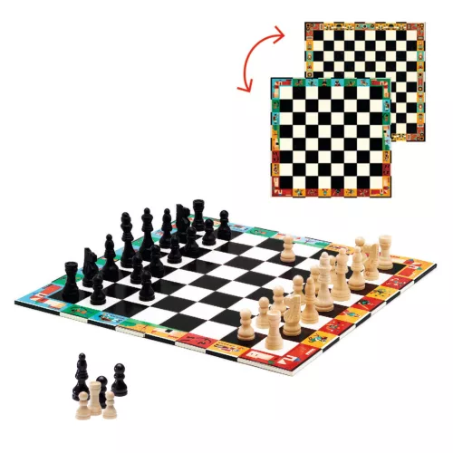 Djeco 5225 Társasjáték klasszikus - Sakk, Kínai sakk és Dáma - Chess+Checkers