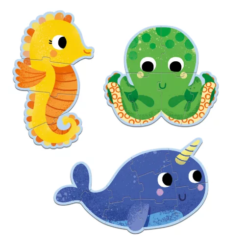 Djeco 7144 Primo puzzle - A tengerben, 4, 6, 9 db-os - In the sea