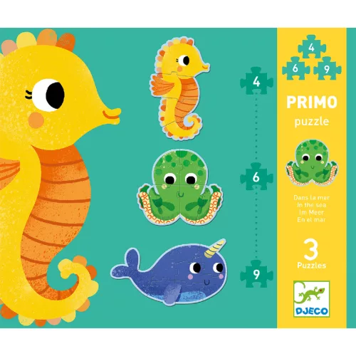 Djeco 7144 Primo puzzle - A tengerben, 4, 6, 9 db-os - In the sea