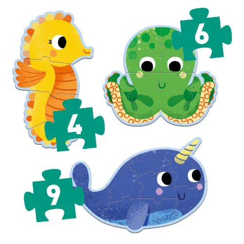 Djeco 7144 Primo puzzle - A tengerben, 4, 6, 9 db-os - In the sea